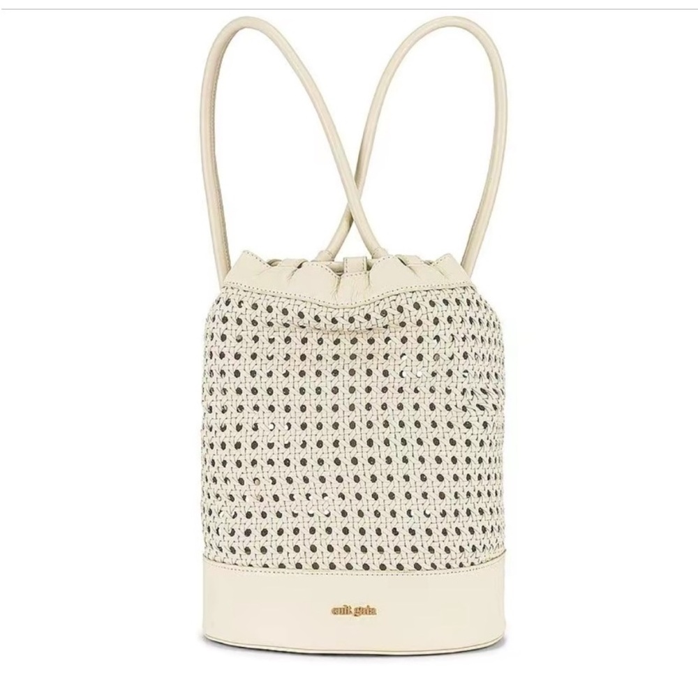 Cult Gaia Cream Woven Bucket Bag